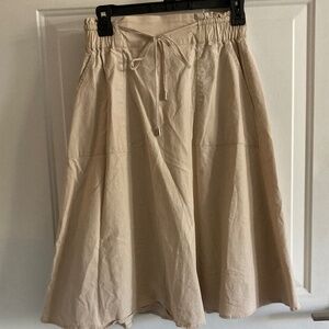 Womens Linen Blend Khaki Skirt Size S